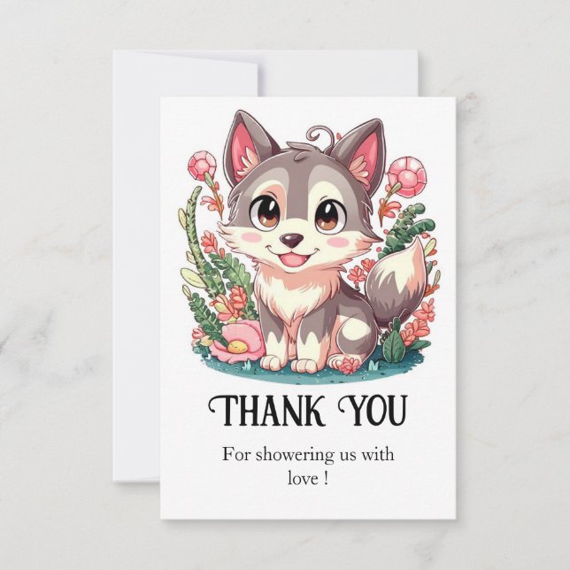 Carte De Remerciements Mystic Lovely Wolf Baby shower (Devant)