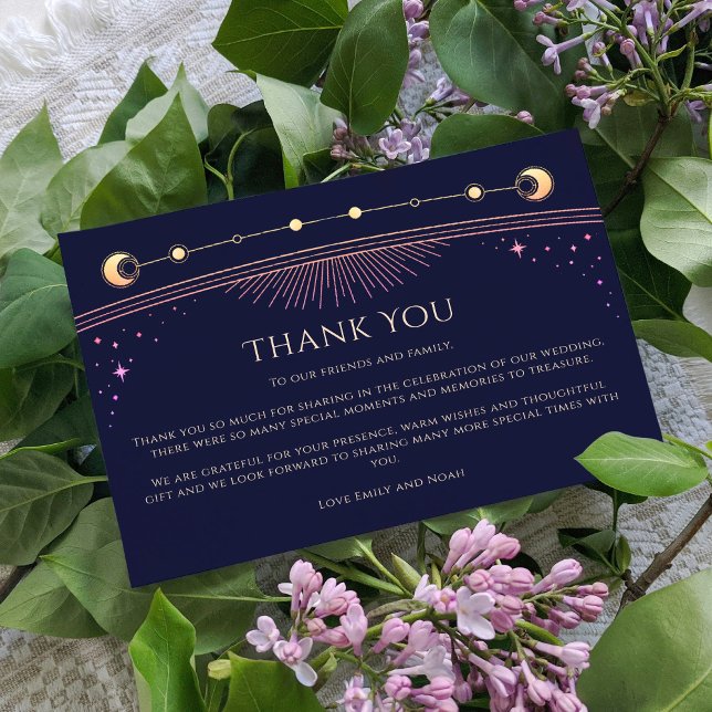 Carte De Remerciements Mystic Rainbow Blue Sun Moon Stars Photo Mariage (Créateur téléchargé)