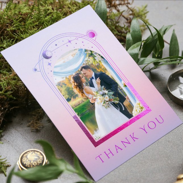 Carte De Remerciements Mystic Sunset Rose Sun Moon Stars Mariage photo (Créateur téléchargé)