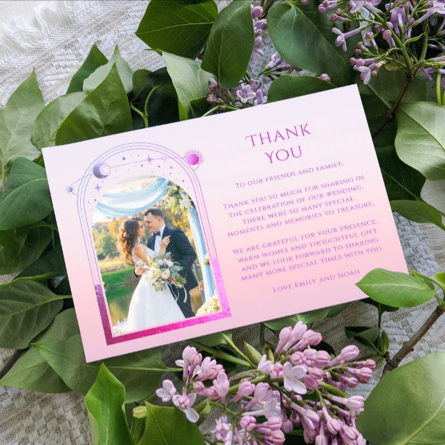 Carte De Remerciements Mystic Sunset Rose Sun Moon Stars Mariage photo (Créateur téléchargé)