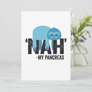 Carte De Remerciements Nah my Pancreas Funny Diabetes Blue Ribbon Sloth