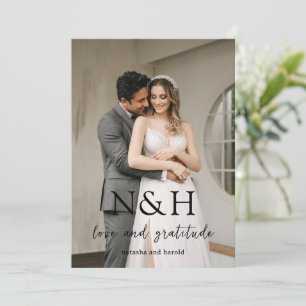 Carte De Remerciements Natasha Photo Monogramme Mariage moderne