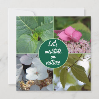 Carte De Remerciements Nature méditer feuilles fleurs rose blanc vert 