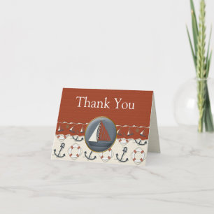 Carte De Remerciements Nautical Red White Blue Sailboat Thank You Cards