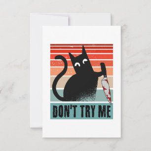 Carte De Remerciements Ne m'essayez pas, Moody Cat avec un couteau Invita