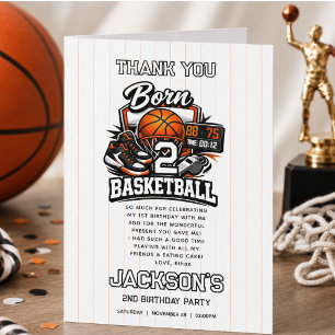 Carte De Remerciements Né pour le basket-ball, garçon 2e anniversaire sur