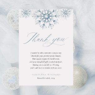 Carte De Remerciements Neige Bleue pour la Mariée