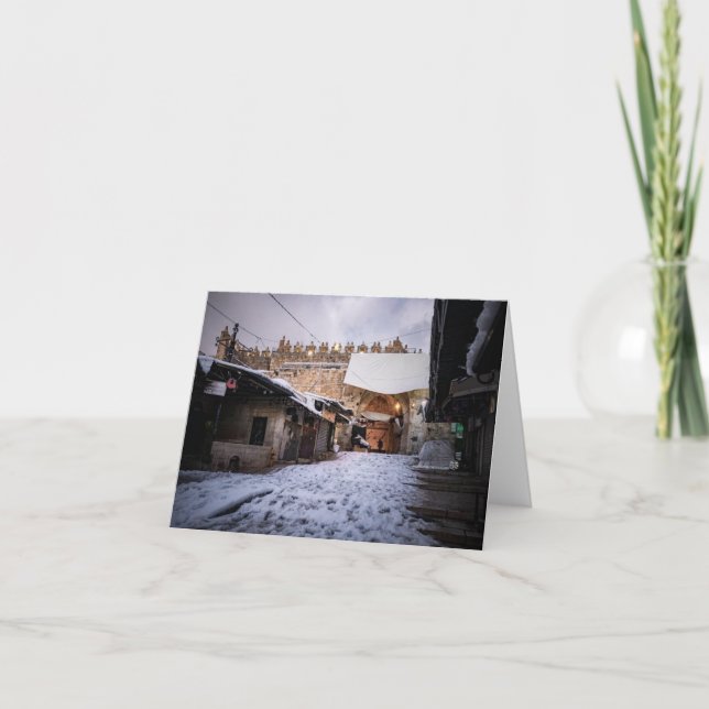 Carte De Remerciements Neige de la vieille ville (Devant)