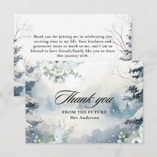 Carte De Remerciements Neige en amour bleu poussiéreux Fête des mariées d