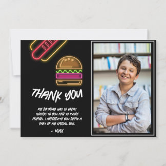 Carte De Remerciements Neon Burger & Hotdog Thank You Card