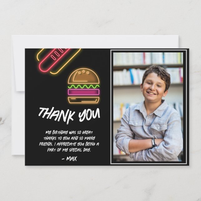 Carte De Remerciements Neon Burger & Hotdog Thank You Card (Devant)
