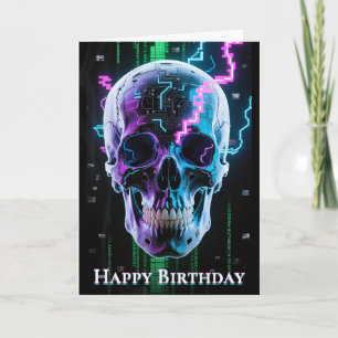 Carte De Remerciements Neon Digital Decay Gothique Cyber Skull