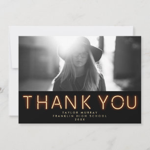 Carte De Remerciements Neon Lights Graduation Photo