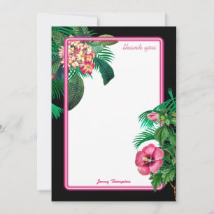 Carte De Remerciements Neon Pink Tropical Botanical