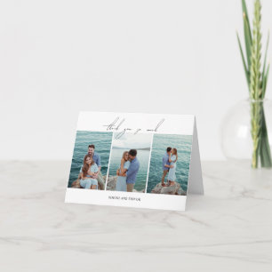 Carte De Remerciements Nettoyer noir et blanc Photo Mariage moderne