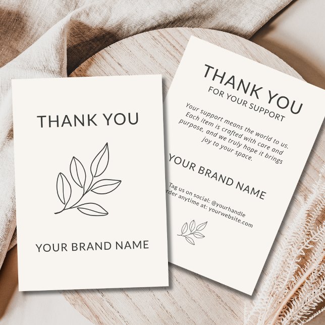 Carte De Remerciements Neutral Minimalist Botanical Business Handcrafted (Créateur téléchargé)