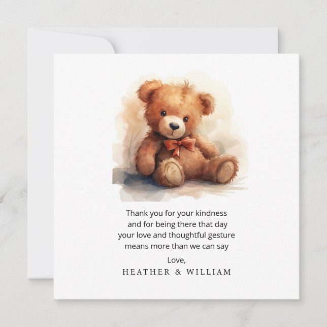 Carte De Remerciements Neutral Teddy Bear Baby Shower Thank You (Devant)