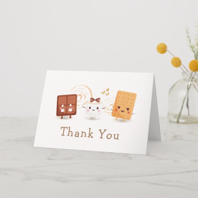 Carte De Remerciements Neutral Whimsical S'more Baby shower amusant (Recto)