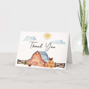Carte De Remerciements Neutre Cultivé localement Baby shower de ferme