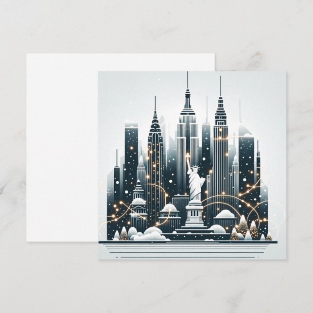 Carte De Remerciements New York Holiday Elegance - Noël personnalisable (Devant / Derrière)