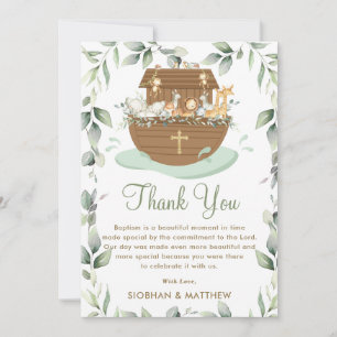 Carte De Remerciements Noah's Ark Greenery Baptism Christening Neutral