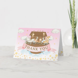 Carte De Remerciements Noah's Ark mignonne Animaux Fille Baby shower d'an