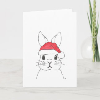 Carte De Remerciements Noël 4 lapin dans un chapeau de Noël