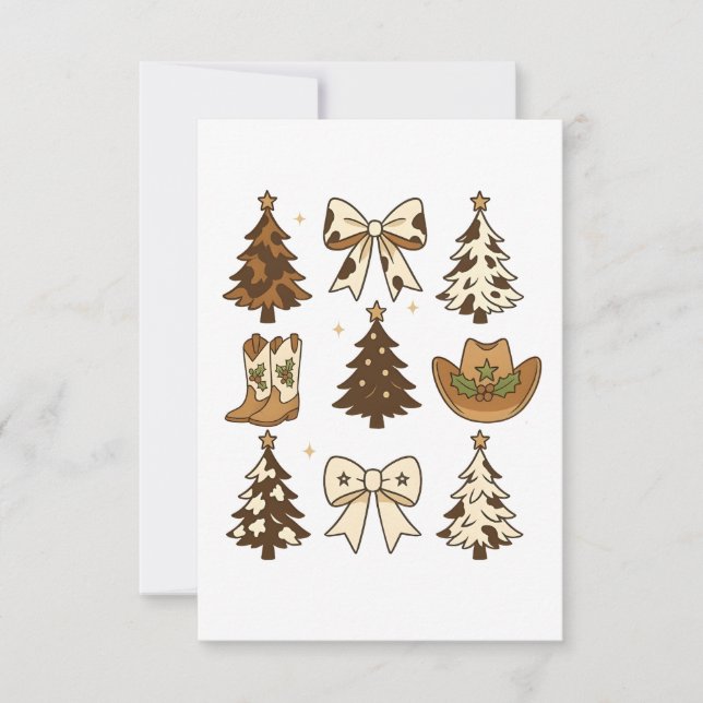 Carte De Remerciements Noël Boot Cowboy Père Noël Occidentale Noël (Devant)