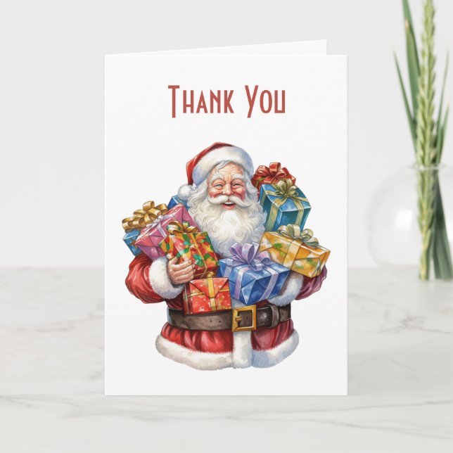 Carte De Remerciements Noël classique de Jolly Santa Claus (Devant)