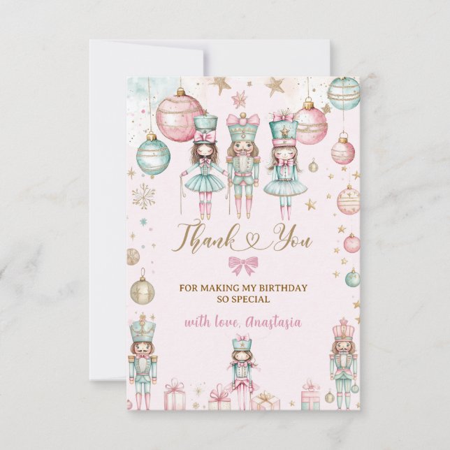 Carte De Remerciements Noël d'hiver Ballerinas Fille Anniversaire (Devant)