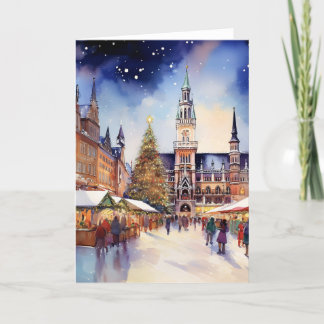 Carte De Remerciements Noël en Aquarelle de Munich