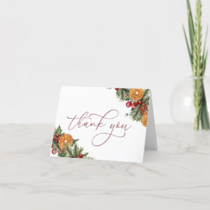 Carte De Remerciements Noël Fête des mariées florale hiver
