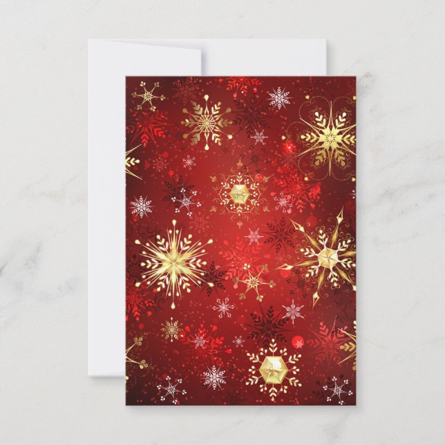 Carte De Remerciements Noël Golden Snowflakes sur Arrière - plan rouge (Devant)