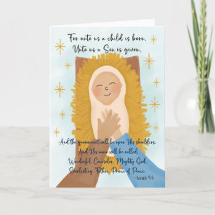 Carte De Remerciements Noël religieux Chrétien Bébé Jésus Isaïe 9