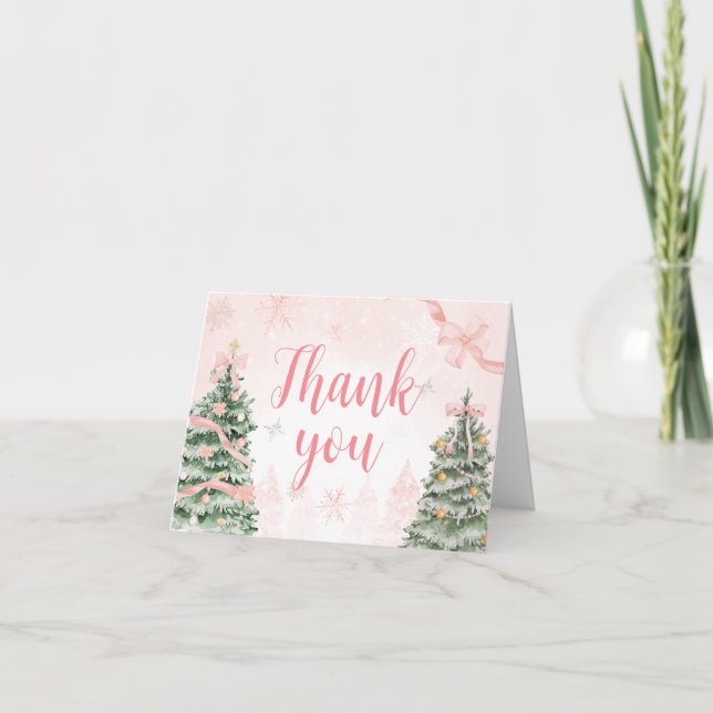 Carte De Remerciements Noël rose C'est froid dehors Baby shower (Devant)