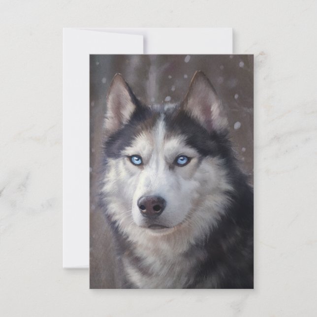 Carte De Remerciements Noël sibérien Husky (Devant)