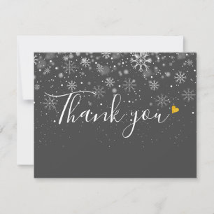 Carte De Remerciements Noël Snowflakes Business Élégant Script