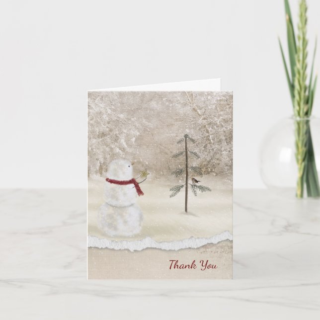 Carte De Remerciements Noël Snowman-Merci (Devant)