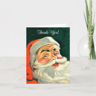 Carte De Remerciements Noël Vintage, Jolly Retro 50's Père Noël