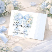 Nœud Floral Bleu Remerciement Baby Shower Vintage