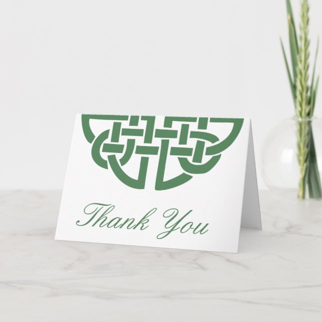 Carte De Remerciements Nœud Mainfasting Celtique Classique Vert (Devant)