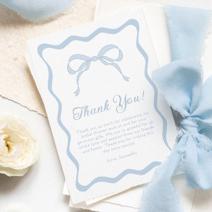 Carte De Remerciements Nœud ondulé bleu qui se marie Shower de mariage