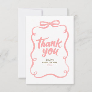 Carte De Remerciements Nœud Ruban Rose Fantaisiste Enterrement de Vie de 