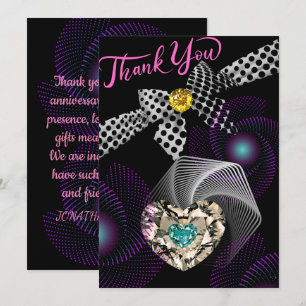 Carte De Remerciements Noir Abstrait Unique Diamant Anniversaire
