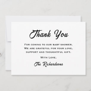 Carte De Remerciements Noir Blanc Cow Cochon Poulet Baby shower barbecue 