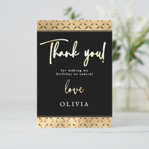 Carte De Remerciements Noir blanc moderne fête d'anniversaire "Merci"