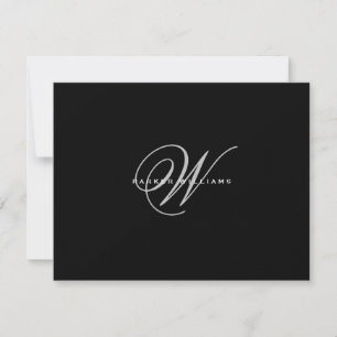 Carte De Remerciements Noir et blanc monogrammé