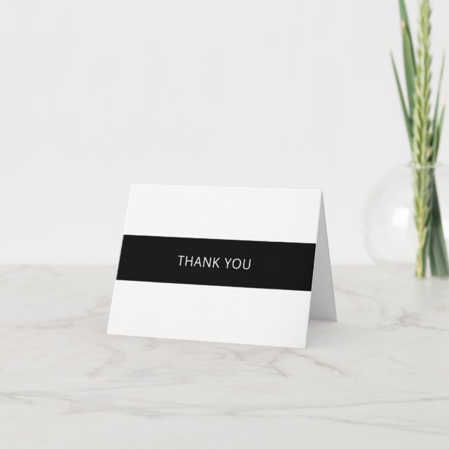 Carte de remerciements noir et blanc simple - plié (Devant)