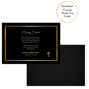 Carte De Remerciements Noir et or classique Orthodoxe chrétienne funérail