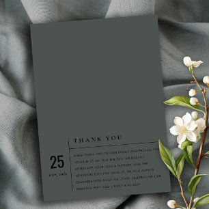 CARTE DE REMERCIEMENTS NOIR MODERNE MINIMAL SUR MARIAGE DE TYPOGRAPHIE NO
